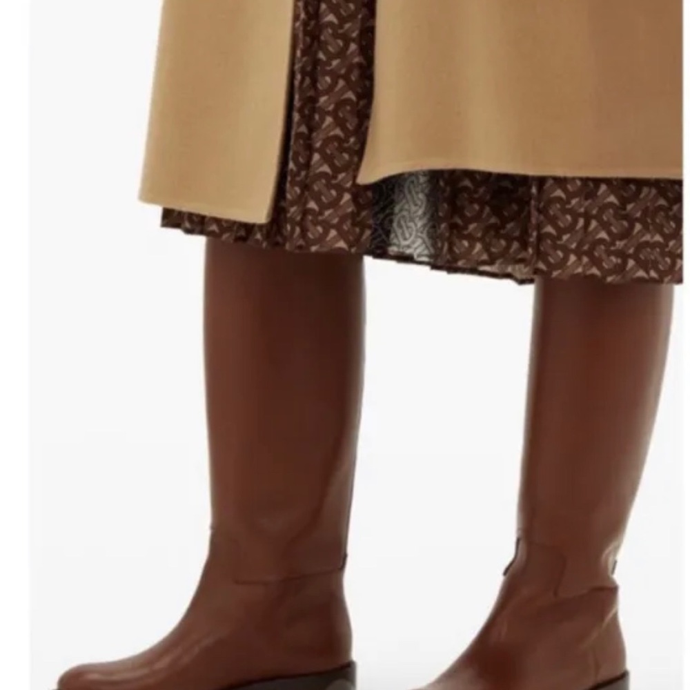 NIB Burberry REDGRAVE Leather Brown Tan Flat Knee High Boots Size 39 - Picture 5 of 5
